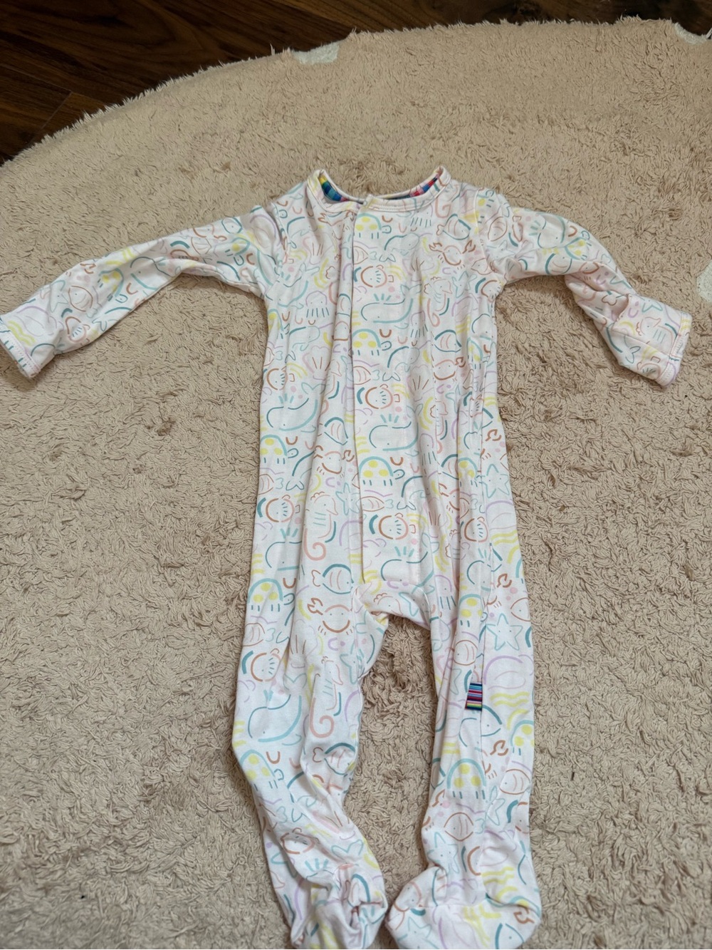 Magnetic Me Light Pink Footed One-Piece with Multicolor Doodles